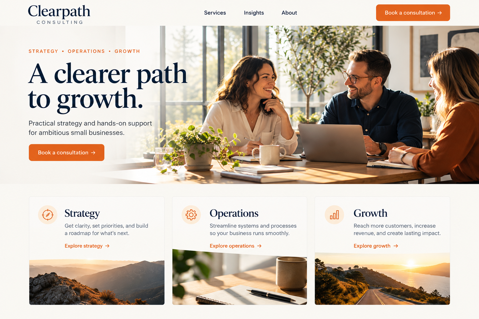 Clearpath Consulting: an illustrative consultants & business services homepage design